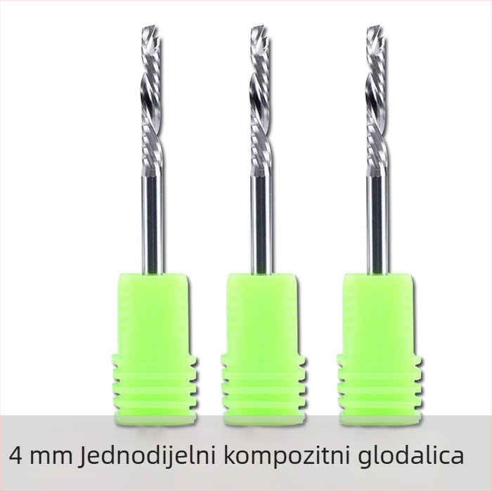 Krajnja freza s jednosmjernom kompozitnom oštricom za drvene ploče; pogodna za drvo, MDF i laminirane ploče; kompatibilna s CNC strojevima za graviranje