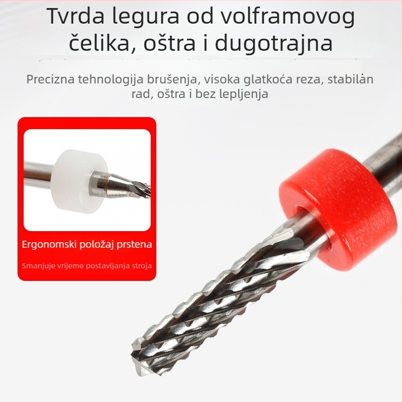PCB freza od karbidnog volframa, mikro tvrda, višezubna za graviranje PCB ploča