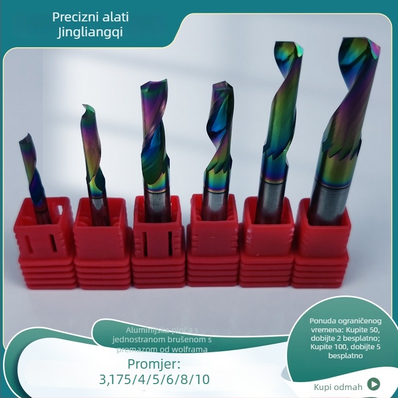 Fresa Jingliangqi s premazom od volfram čelika, jednosječna, za CNC graviranje aluminija