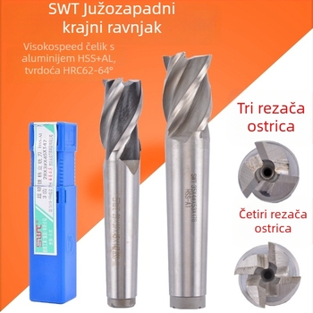 Vertikalna freza s konusnim vretenom, brzo-čelična, 2–4 oštrice, freza za kanale ključev s plosnim dnom