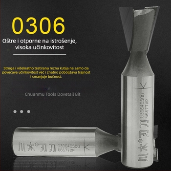 Karbidna bočna glodalica za drvo, dovetail tip, promjer 1/4", 2 utora, vreteno Ø3/8", maksimalna dubina reza 30 mm