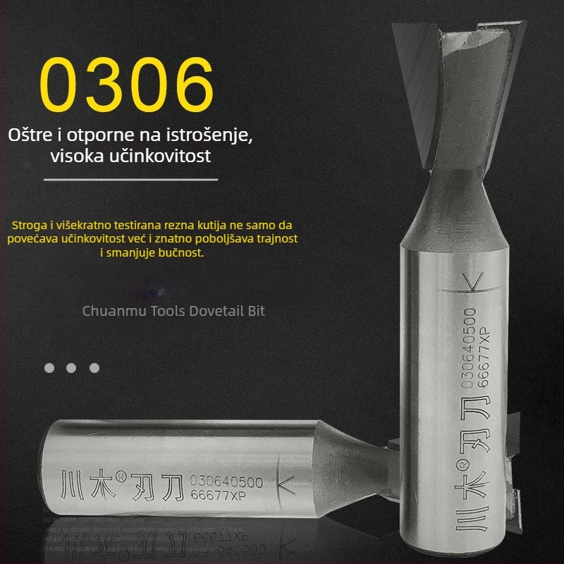 Karbidna bočna glodalica za drvo, dovetail tip, promjer 1/4", 2 utora, vreteno Ø3/8", maksimalna dubina reza 30 mm