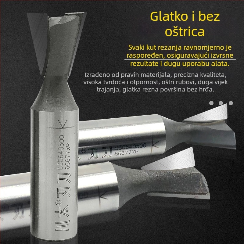 Karbidna bočna glodalica za drvo, dovetail tip, promjer 1/4", 2 utora, vreteno Ø3/8", maksimalna dubina reza 30 mm