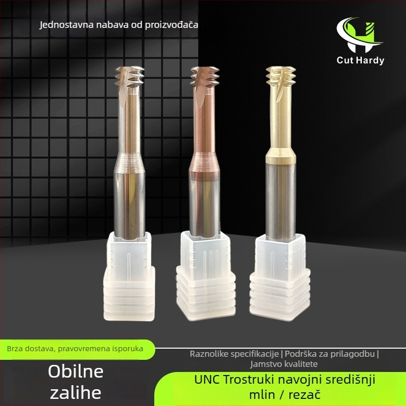 Prilagođena završna freza od visokokobaltne volframove čelika, otporna na temperaturu i udarce, UNC trozubna navojna freza, za glodalice i obradne centre