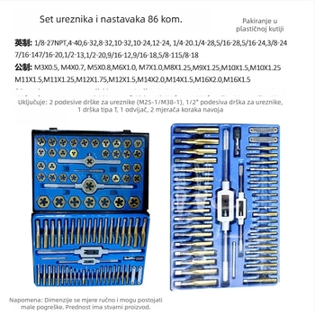 Set za navojnih alata od titan čelika, 86 komada