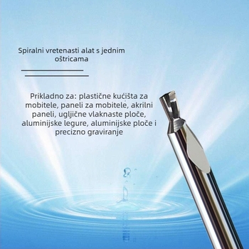 Kombinirana freza od volframa s jednom oštricom, spiralna, 45° kut rezanja, promjer rezanja 1.0–3.175 mm, maksimalna dubina rezanja 1–22 mm