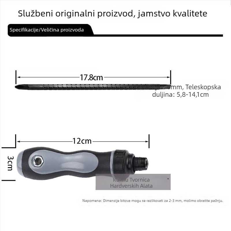 Račna odvijač s križnim i ravnim nastavkom, magnetski, izoliran, duga drška, Cr-V čelik, set od 2 komada