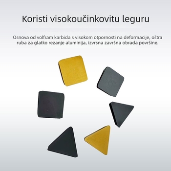 Karbidna umetna pločica s titanovim premazom, trokutasti i romboidni oblik, klase YW2, YT5 i YG8, za obradu čelika, lijevanog čelika i nehrđajućeg čelika