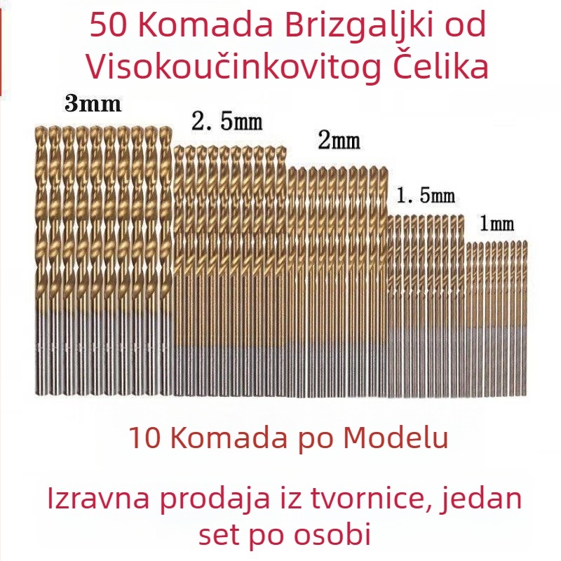 Set od 50 kom. visokou brzinskih čeličnih svrdla za narukvice, ručne izrade, drvo i plastiku