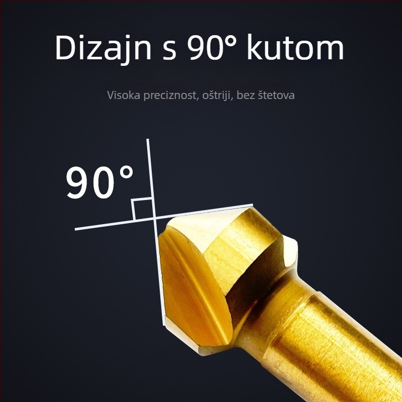 Set metalnih alata za fasiranje s titanijskim premazom, 6 komada, 90° kut, HSS materijal, 3 oštrice, kompatibilno s glodalicom