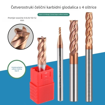 Konačna freza, 4‑rublja od wolfram čelika, CNC kompatibilno, 4 rebra