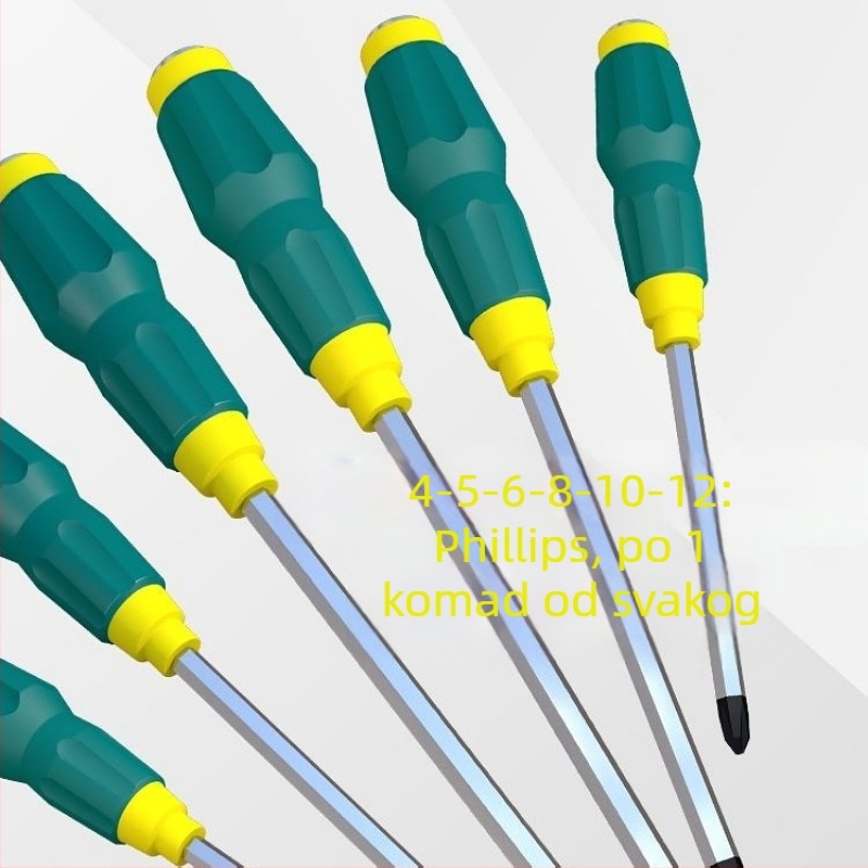 Magnetska Phillips odvijač od Cr-V čelika s plastičnom ručkom, težina 0,24 kg