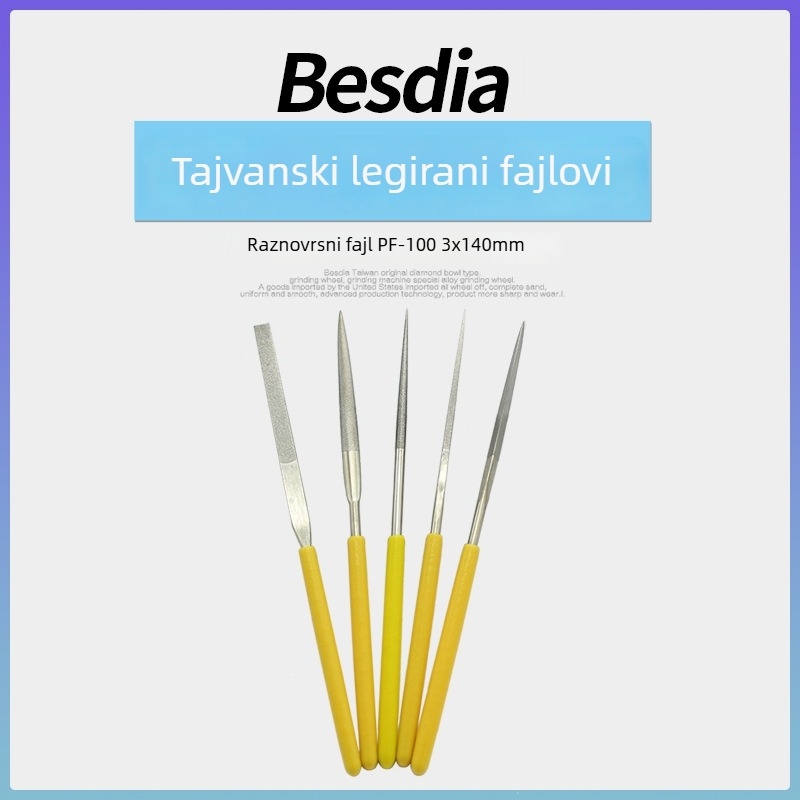 Besdia PF-100 dijamantni fajl, ručni miješani fajl, jednoslojni zrnasti, za metal, keramiku i jade