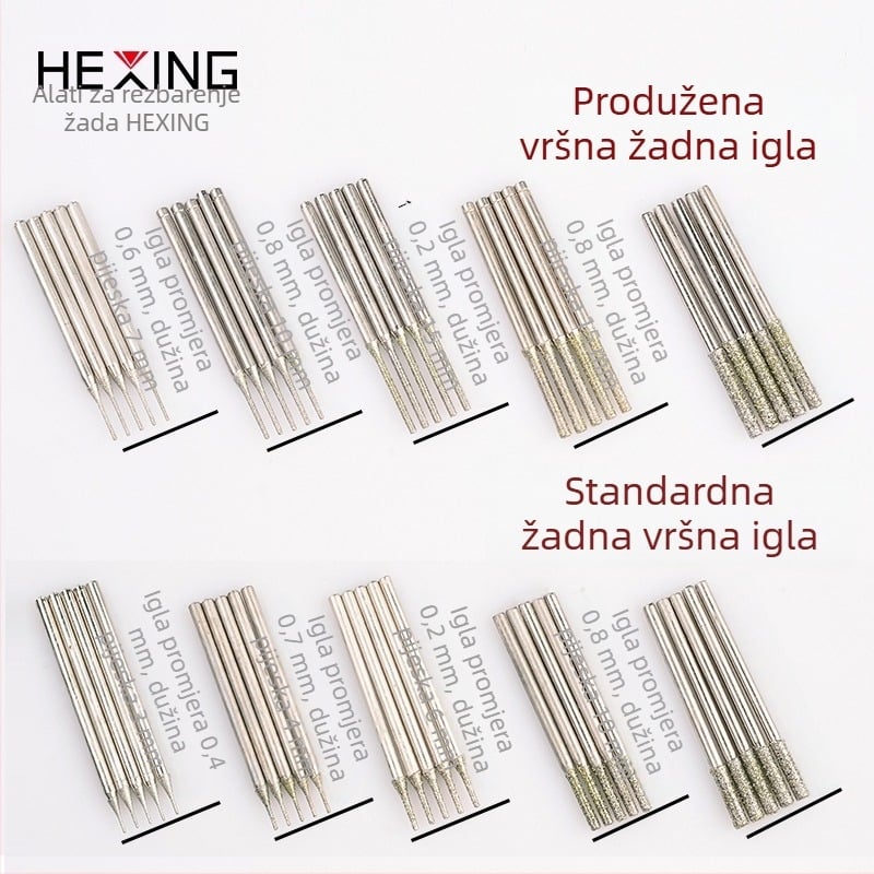 Hexing Jade Carving Drill Bit with Diamond-Emery Head for Jadeite and Agate