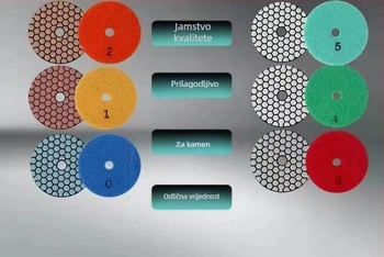 Diamantski disk za poliranje mramora, vezan smolom, za suho brušenje, sinterirani, industrija kamen, marka Cow Ball, težina 0.1