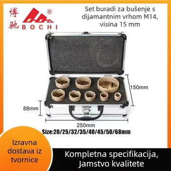 Bochi Dijamantno bušačko bušilica za otvore s braziranim dijamantnim vrhom za mramor, granit, beton i pločice — suho bušenje