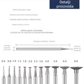 H Needle Emery Jade Graviranje Glava, Model H Needle, Iron Fist