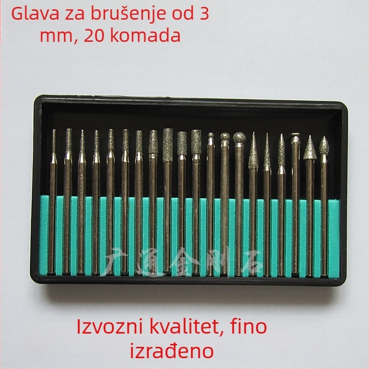 Duofeng DF03 Elektroplatirana dijamantna igla za brušenje, 20 kom., za brušenje žada