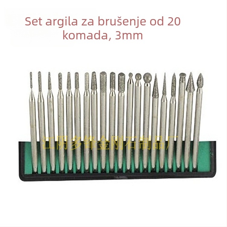 Duofeng DF03 Elektroplatirana dijamantna igla za brušenje, 20 kom., za brušenje žada