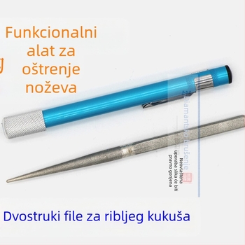 Diamantska dvostruka pilica za riblje udice, olovka-tipa oštrač, prijenosni alat za oštrenje na otvorenom (Model 8018S)