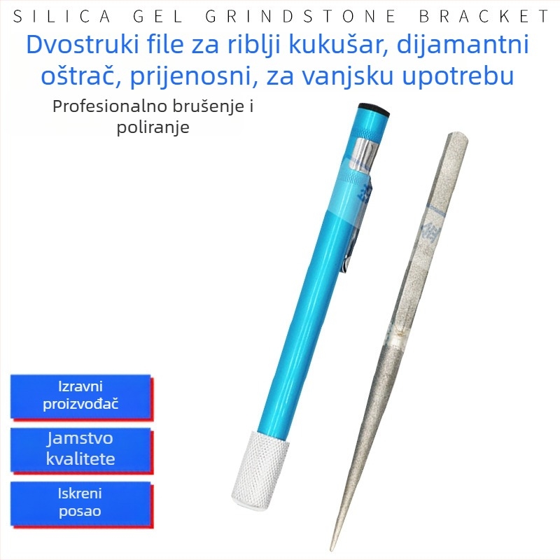 Diamantska dvostruka pilica za riblje udice, olovka-tipa oštrač, prijenosni alat za oštrenje na otvorenom (Model 8018S)