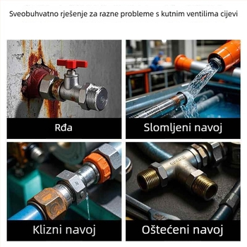 Univerzalni ekstraktor polomljenih vijaka za slavine i kutne ventile; uklanja polomljene vijake i oštećene navoje