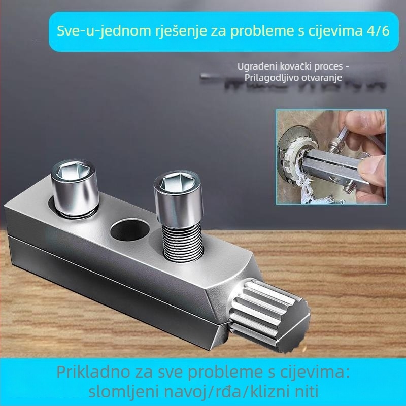 Univerzalni ekstraktor polomljenih vijaka za slavine i kutne ventile; uklanja polomljene vijake i oštećene navoje