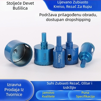 Vrtalica za rupe s braziranim zubima, dijamantnim vrhom, za suho bušenje pločica, kamena, mramora i granita