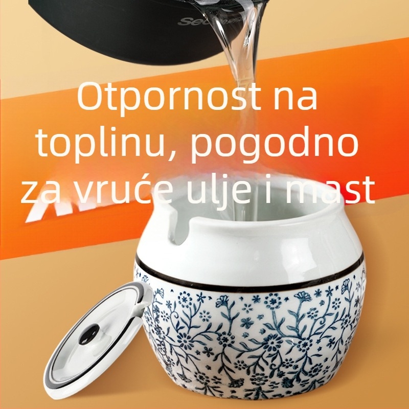 Keramička posuda za začine u japanskom stilu, kućni spremnik za pohranu, otporna na vlagu, vintage dizajn, pogodna za čvrste, tekuće i ljepive začine
