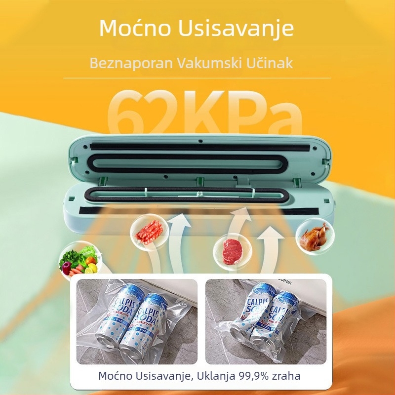 Mašina za vakuumsko zatvaranje hrane – automatsko mokro i suho zavarivanje, ABS kućište, 90W, 220V, kapacitet ispod 500 ml