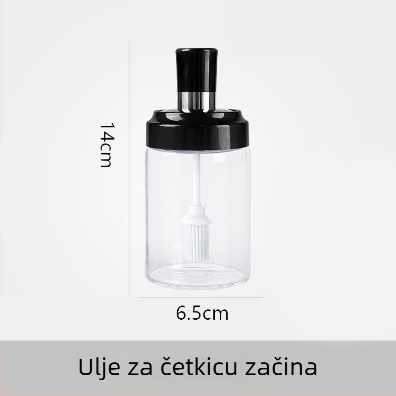 Staklena posuda za začine s integriranim poklopcem i kašičicom za bocu ulja