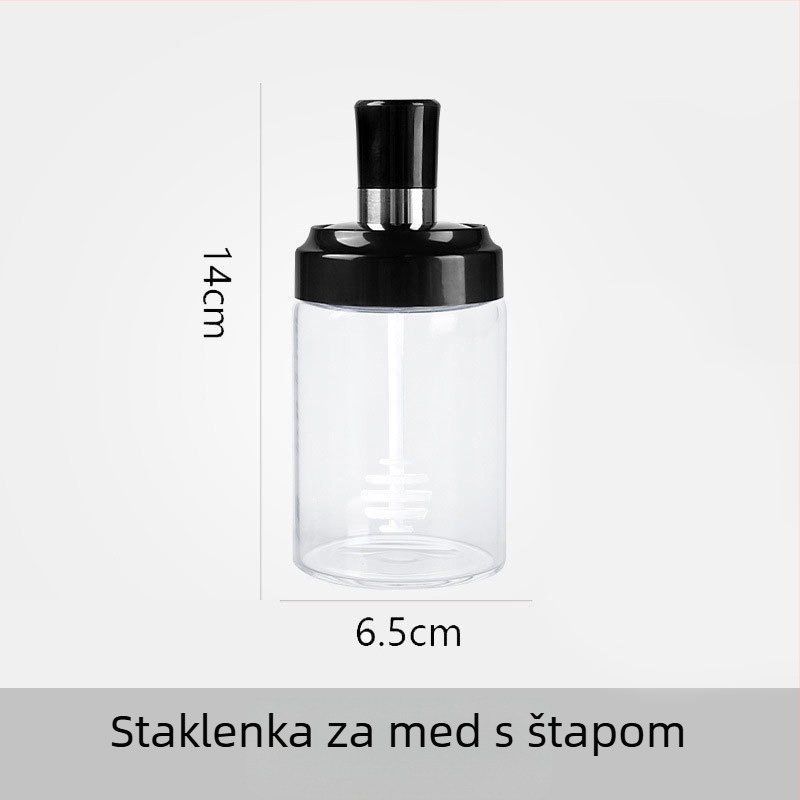 Staklena posuda za začine s integriranim poklopcem i kašičicom za bocu ulja