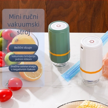 Ručni mini vakuumski zatvarač, punjivi, ABS kućište, kapacititet ispod 500 ml, težina 200 g, dodirno upravljanje