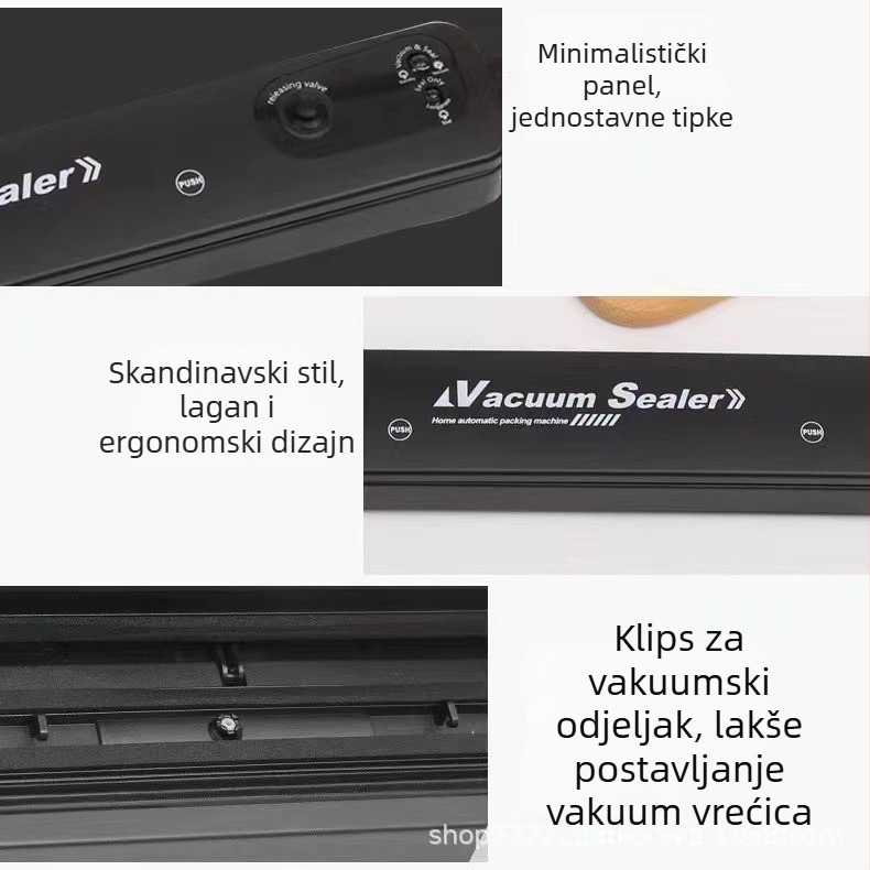 Mala kućna vakuumska mašina za zatvaranje, potpuno automatska, ABS kućište, model MC009, 50W, 220-110V
