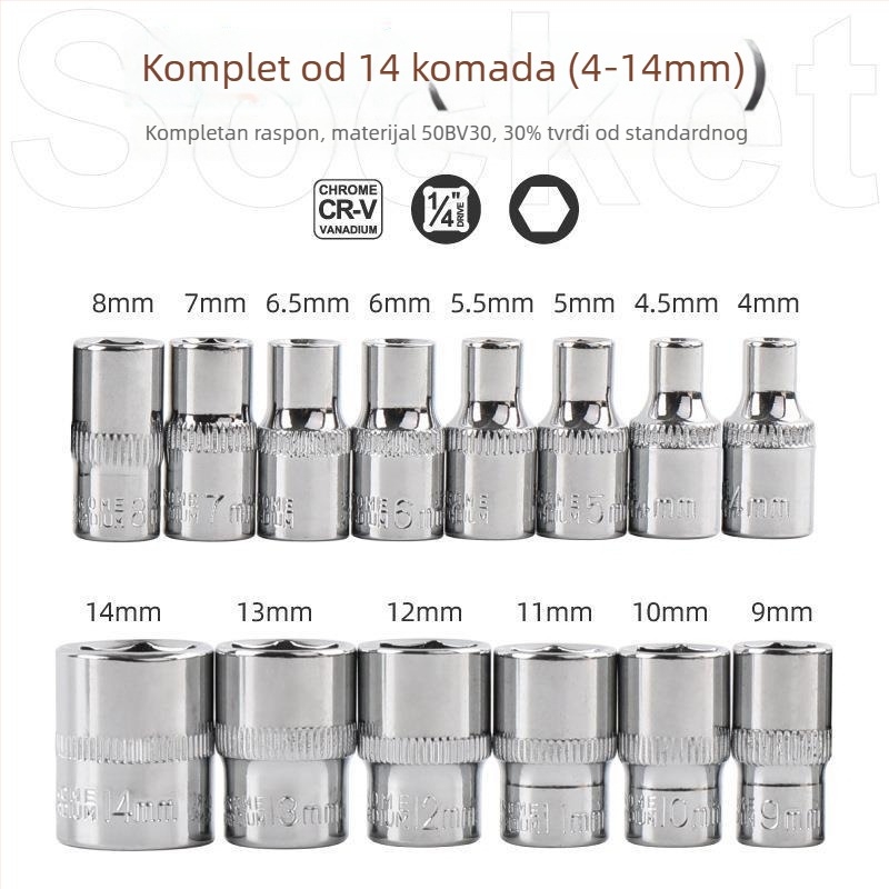 Shimon Mini ratchet socket ključ s magnetskim držačem bitova — Cr-V čelik, 1 komad, 60 g, Mini Ratchet serija