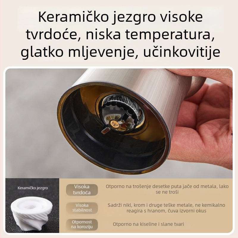 Mlin za papar, staklena kućišta, japanski stil dizajna, za čvrste začine, mogućnost tiskanja logotipa