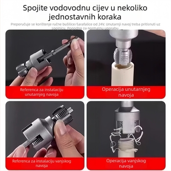 Telford električni alat za navojavanje vodovodnih cijevi, unutarnji i vanjski navoj, univerzalni, 4- i 6-točkovni