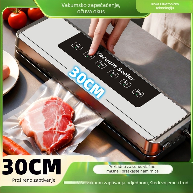 Kućna vakuumska mašina za pakiranje – automatska, vakuumsko brtvljenje i brtvljenje plastike, 120W, 100–240V, kapacitet 500–1000 ml, dodirni način rada