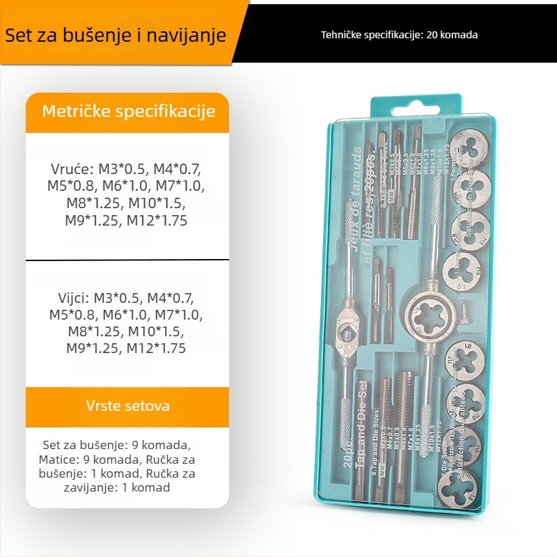 Meika Tap and Die set – ručni alat za navoj s Tap-bitom i alatom za navoj