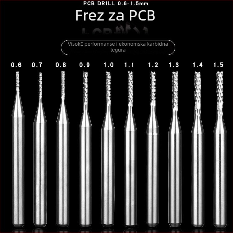 Fréza od tvrdog karbida za PCB, vreteno 3.175 mm, verzija s više specifikacija, za HID/autobus/visokog brzina RF/IC nosače ploča