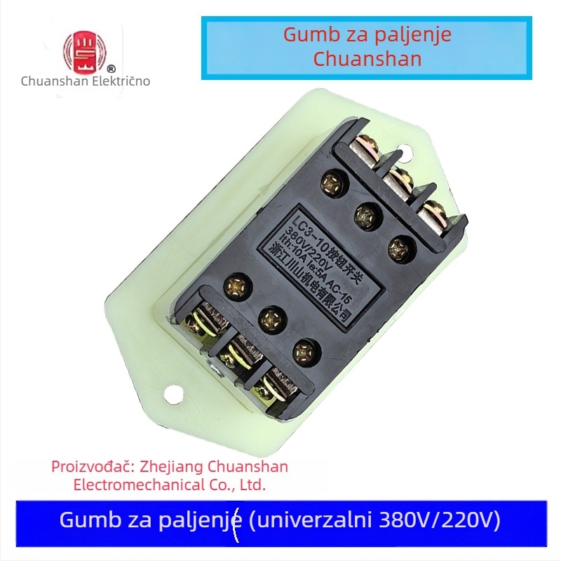 LC3 trofazni tipkački starter prekidač, 380V/220V, 10A