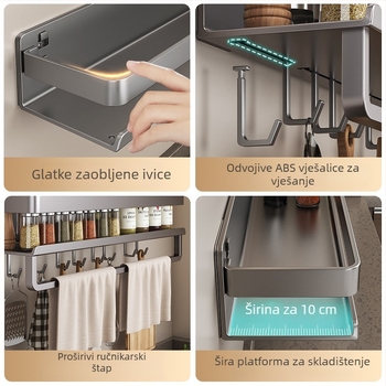 Zidni stalak za začine od karbonskog čelika, višenamjenski, bez bušenja