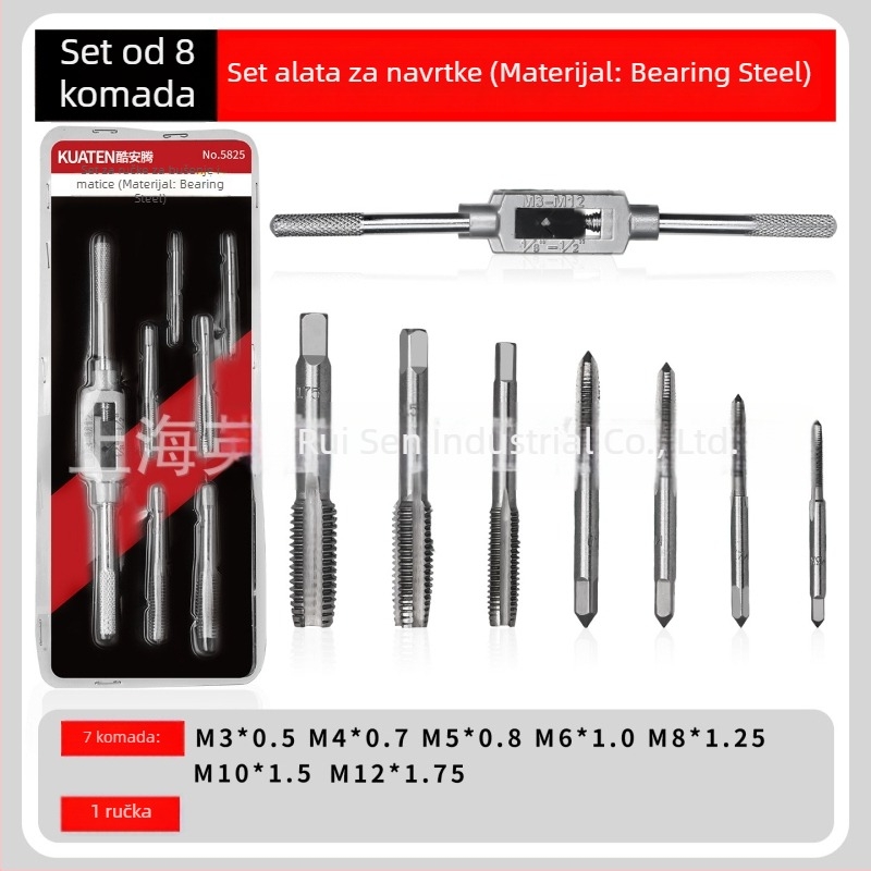 Set ručnih TAP i DIE od čeličnog bearinga za navojno navođenje