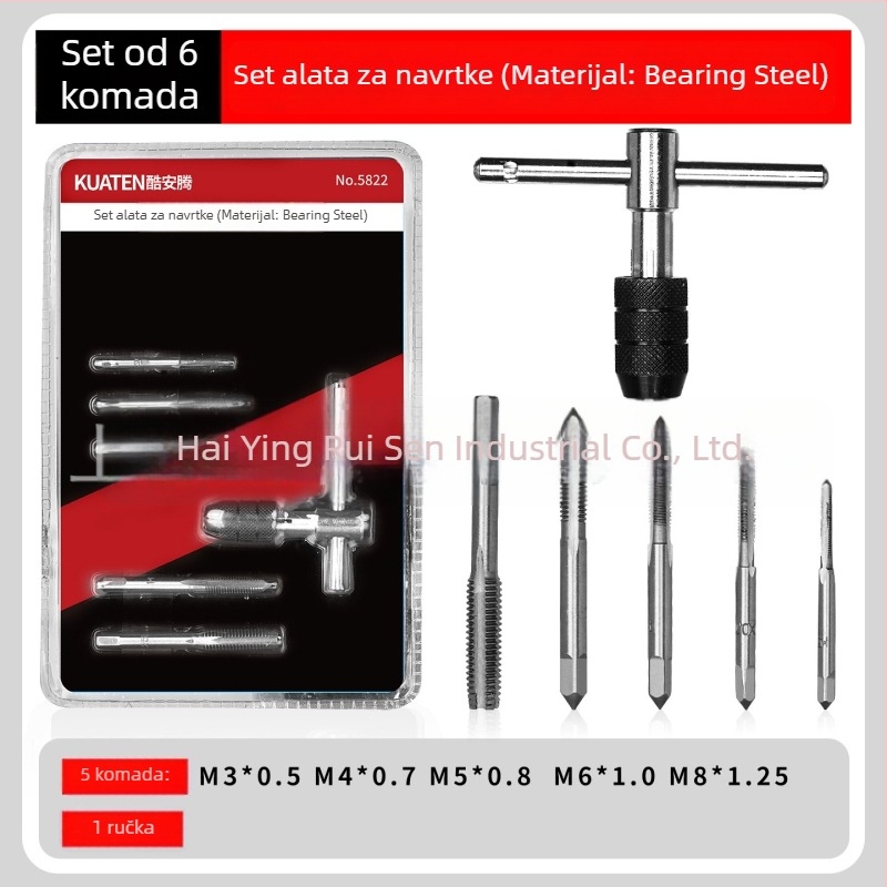 Set ručnih TAP i DIE od čeličnog bearinga za navojno navođenje
