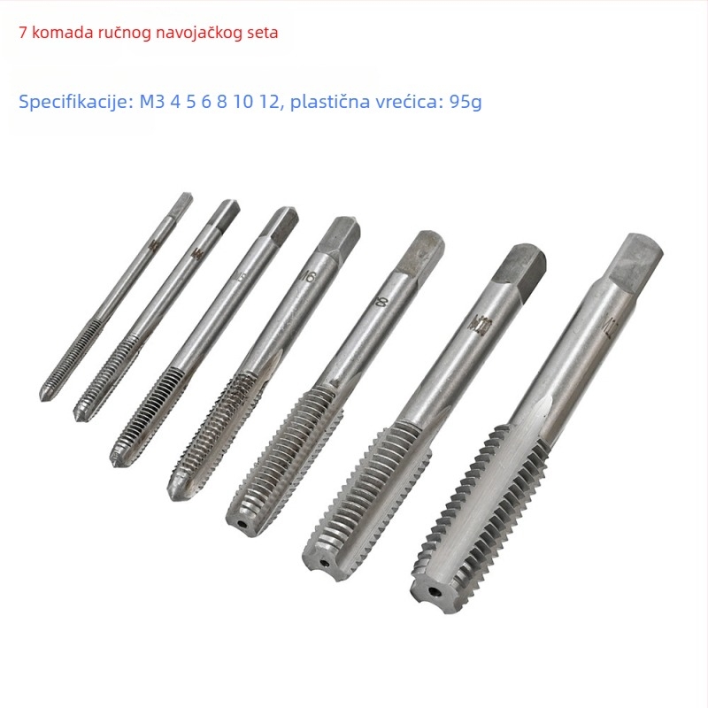 8-Piece Hand Tap Set with Flat-Blade Tap Wrench