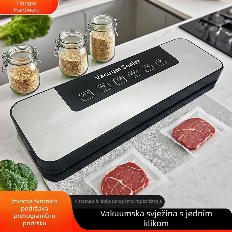 Kućni vakuumski uređaj za hranu, mokro/suvo, potpuno automatiziran, sve-u-jednom (120W, 110-220V, ABS kućište, kapacitet <500ml, priključen na mrežu)