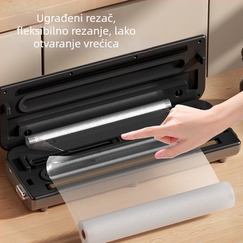 Vakuumski zatvarač s dvostrukom pumpom za kućnu upotrebu, automatsko brtvljenje s rezačem, 220V, 145W, 50 Hz, ABS plast, kapacitet ispod 500 ml