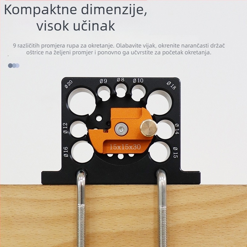 Alat za drvodjelstvo — Podesivi uređaj s 9 otvora koji pretvara četverokutne šipke u okrugle kolčiće (DIY)