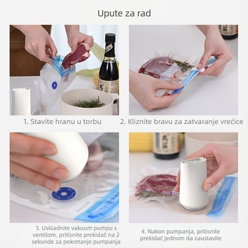 Vakuumska mašina za pakiranje hrane, prijenosna, punjiva, 5V 4W, ABS kućište, kapacitet 500–1000 ml, težina 120 g