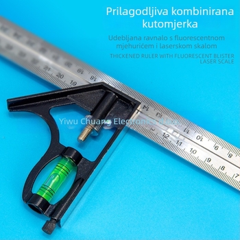 Nerđajući čelik 90° kombinirani kvadrat za stolariju – višenamjenski horizontalni mjerni kut, visoka preciznost